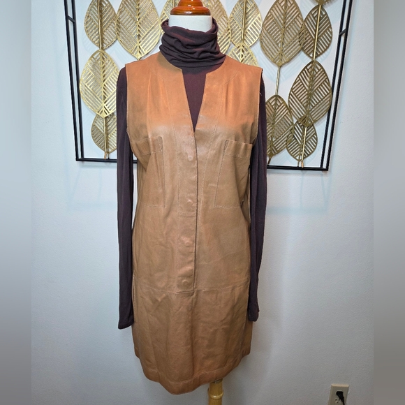 Vince Leather Sleeveless Dress Size 4 - Picture 2 of 8